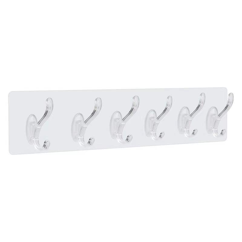 Six-Piece Row Hook Punch-Free Seamless Sticky Hook 6-Piece Strong Sticky Hook Wall-Mounted Kitchen Row Coat and Cap Big Hook