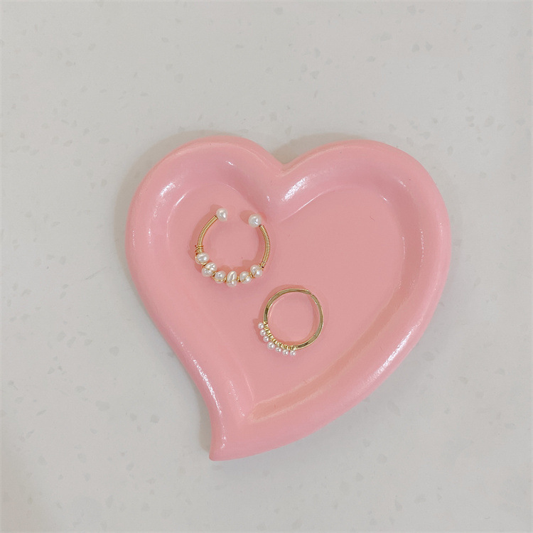 Cross-Border Ins Cute Heart-Shaped Jewelry Plate Storage Tray Clouds Plate Cup Mat Creative Home Resin Decoration Props