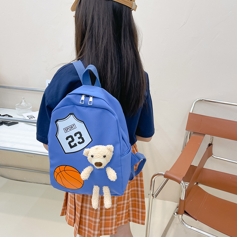 2022 Korean Style Children's Schoolbag Cartoon Cute Bear Nylon Backpack Kindergarten Boys and Girls Lightweight Small Backpack