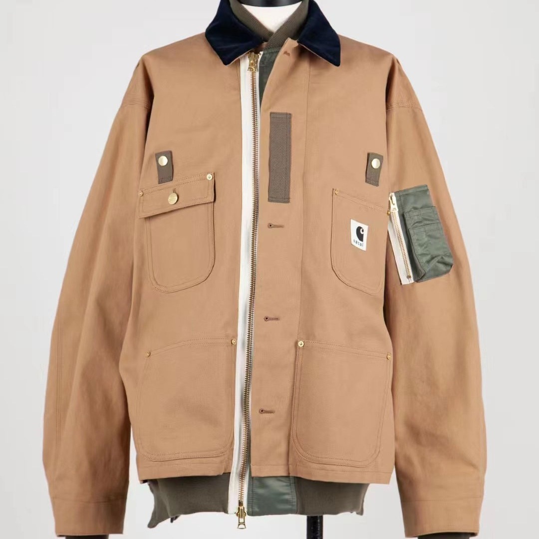 fog sacai 联名款新款2023秋冬衣服拼接工装夹克外套男女同款上衣