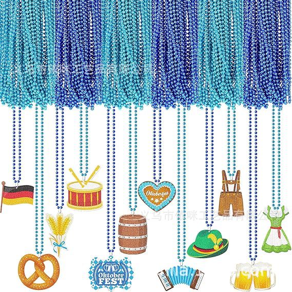 跨境慕尼黑啤酒节项链 派对配饰塑料珠链挂件德国主题啤酒节礼品