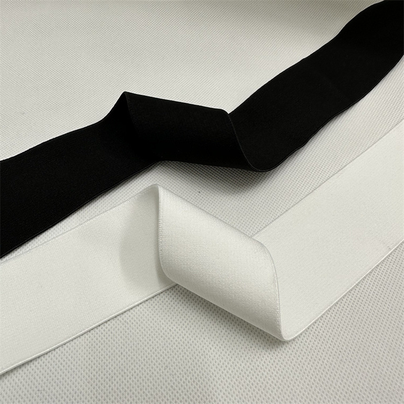 4.5cm Double-Sided Velvet Thickened High Elastic Black and White Elastic Band Sports Pants Waist Skirt Waist Top Hem Woven Elastic Tape