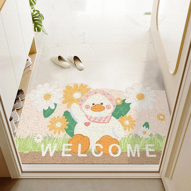 Cartoon Home Mat PVC Cutting Wire Ring Door Mat Home Doorway Earth Removing Mat Entrance Non-Slip Mat