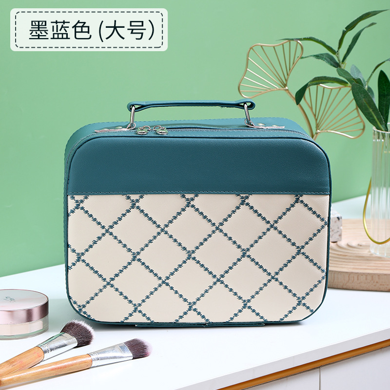 New Internet Celebrity Stitching Cosmetic Bag Women's Portable Large Capacity Ins Phoenix Storage Bag Super Popular Large and Small Portable Makeup