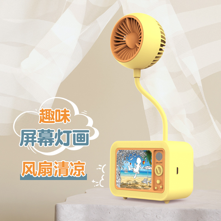 creative led light painting folding little fan desktop decoration pencil knife little fan adjustable angle usb rechargeable