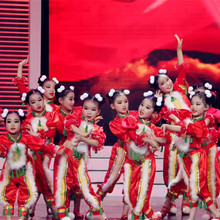 元旦儿童喜庆演出服中国风秧歌服女童新款幼儿开门红舞蹈表演服装