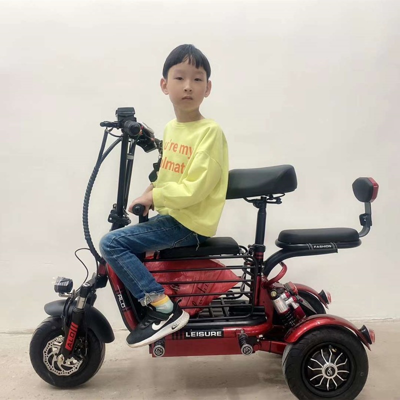 索罗门电动三轮车家用接孩子小型女士成年迷你亲子代步车电瓶车