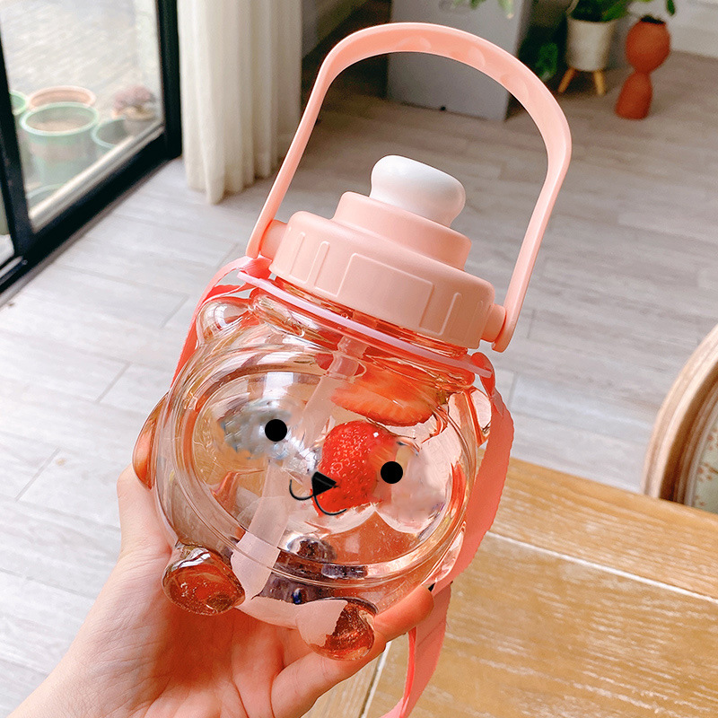 Large Capacity Simple Cup with Straw Water Cup Student Korean Style Good-looking Cute Portable Anti-Fall Internet Celebrity Big Belly Plastic Cup