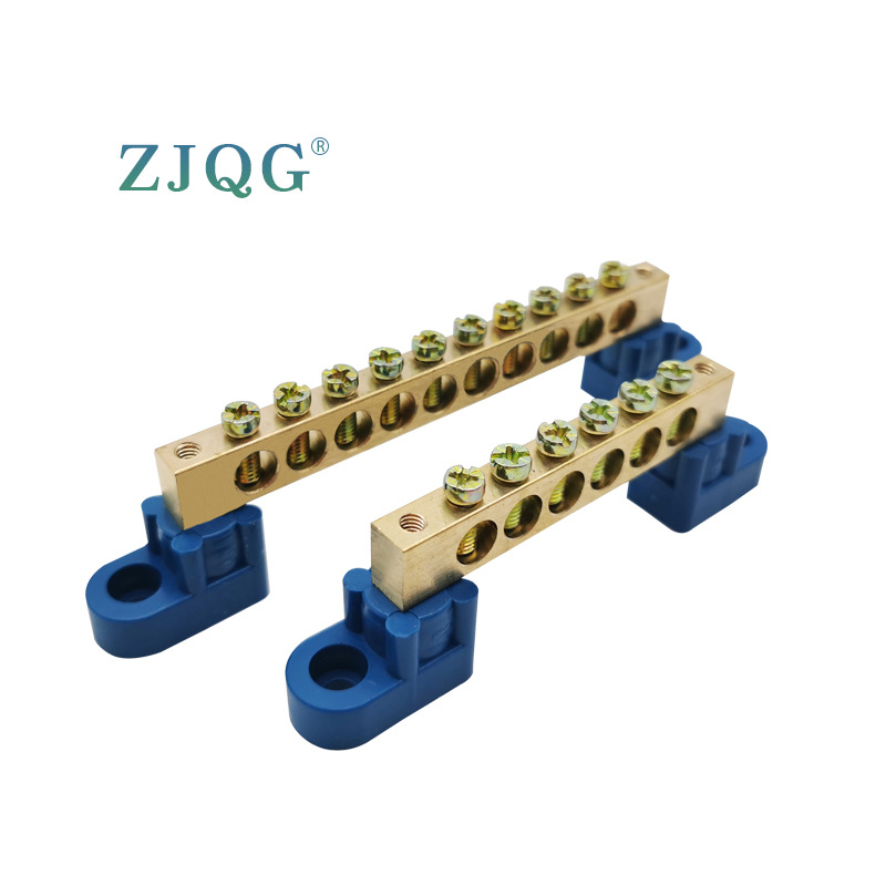 Copper Binding Terminal with Base on Both Sides Blue Connecting Zero Green Grounding