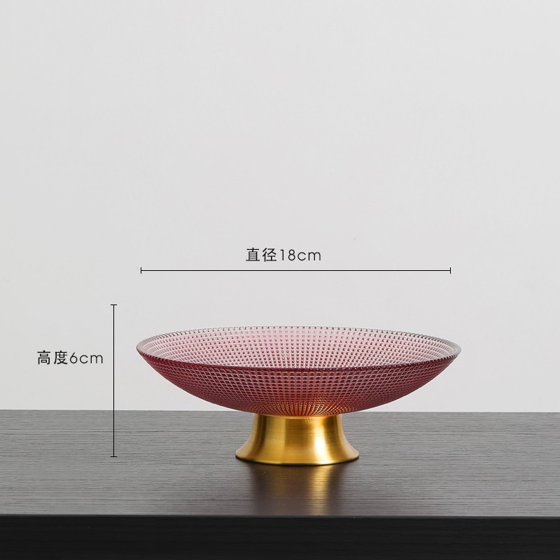 Color Matching High-End Entry Lux Glass Fruit Plate Decoration Living Room Home Tea Table Table Top Decoration Fruit Snack Candy Plate