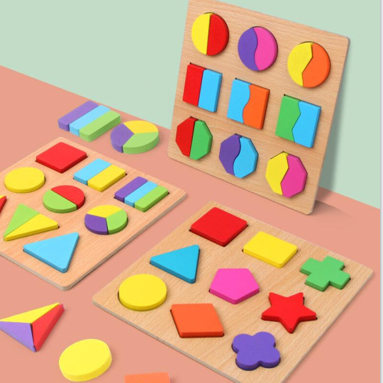 蒙氏早教益智玩具1-3岁形状配对积木幼儿认知手抓板拼图几何嵌板
