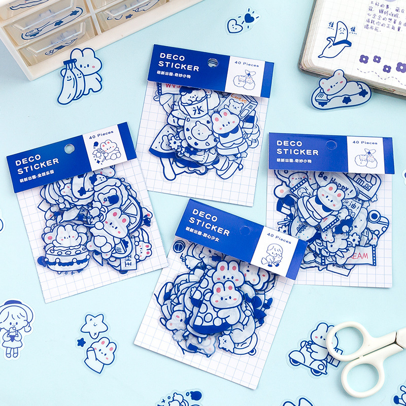 寄语贴纸包 萌新出圈系列 卡通可爱手帐diy素材装饰贴画40枚入4款