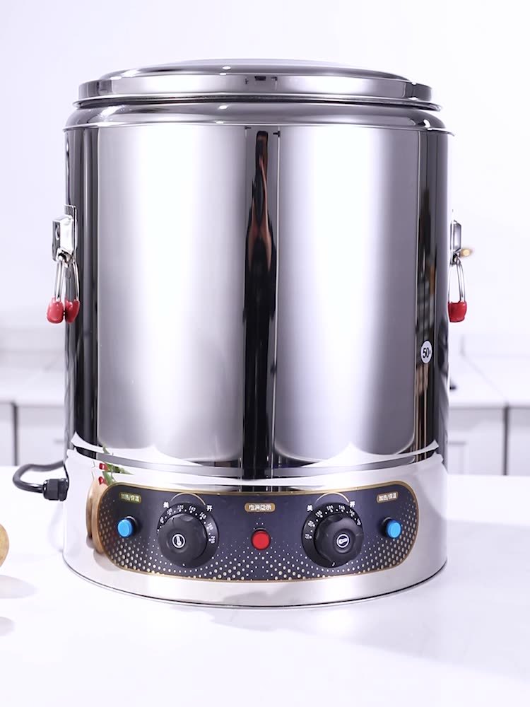 304不锈钢电热蒸煮桶保温桶大容量商用电汤桶复底煮粥烧水开水桶