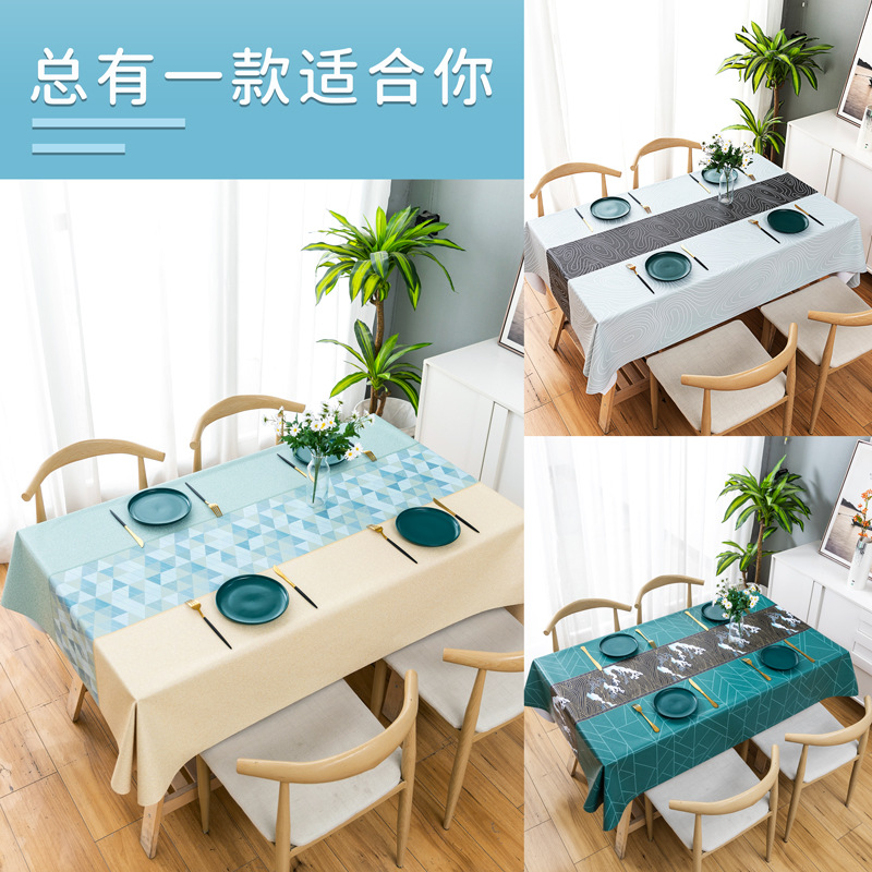 Pvc Thickened Nordic Anti-Scald Heat Insulation Wear-Resistant Waterproof Oil-Proof Tablecloth Rectangular High Temperature Resistant Placemat Wholesale Tablecloth