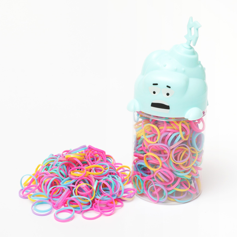 Korean-Style Cartoon Bucket Disposable Rubber Band Hair Band High Elastic Colorful Children's Headband Simple Colorful Girls' Rubber Band