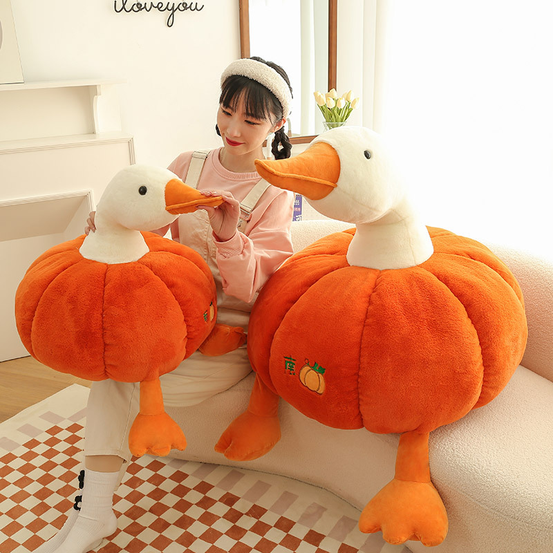 Cute Pumpkin Transformation Duck Big Goose Plush Toy Pillow Gifts for Children and Girls Large Duck Doll