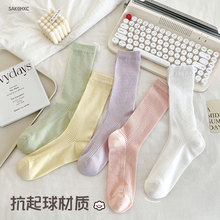 堆堆袜子女中筒纯棉透气薄款白色小腿袜芭蕾日系可爱空调卡丝女袜