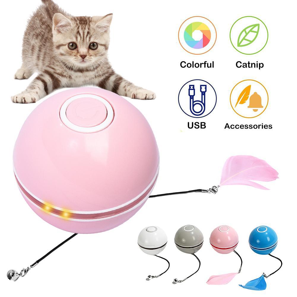 Cat Toy Ball LED Flash Ball USB Charging Laser Cat Teasing Ball Self-Hi Cat Toy Luminous Automatic Direction Changing