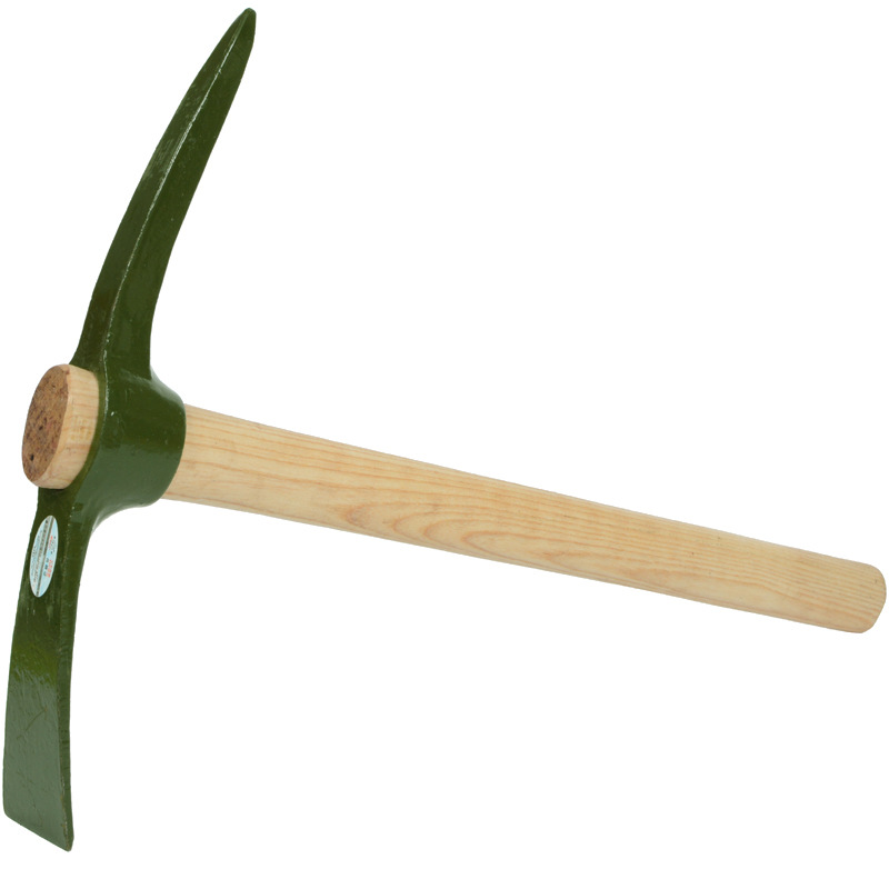 工兵102小洋镐101大号十字军绿色鹤嘴尖扁木把战备钢铁镐