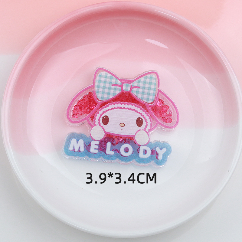 Factory Wholesale Sanrio Double-Layer Acrylic Quicksand Patch DIY Handmade Hair Clips Hair Ring Accessories Mobile Phone Decoration