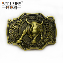 BULLZINE 锌合金公牛西部牛仔牛头皮带扣 03707 复古休闲腰带扣