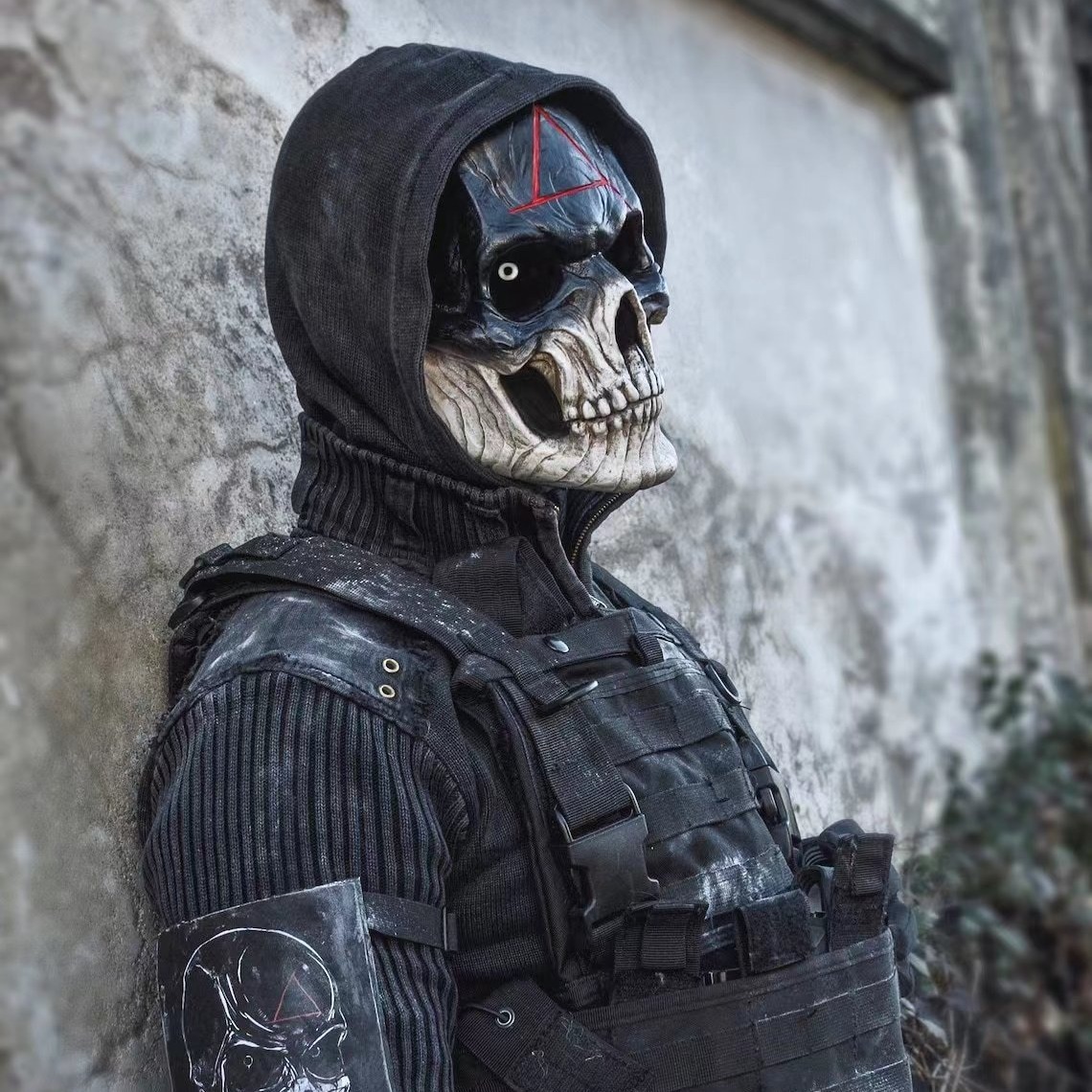 万圣节恐怖血腥战士-骷髅面具 cs游戏恐怖骷髅头面具 万圣节面具