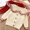 girl knitting Cardigan spring and autumn new pattern children Autumn jacket baby Lapel sweater girl Western style coat girl knitting Cardigan spring and autumn new pattern children Autumn jacket baby Lapel sweater girl Western style coat