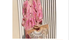 欧洲站泡泡袖春季新款宫廷风法式茶歇粉色印花连衣裙子雪纺S94239