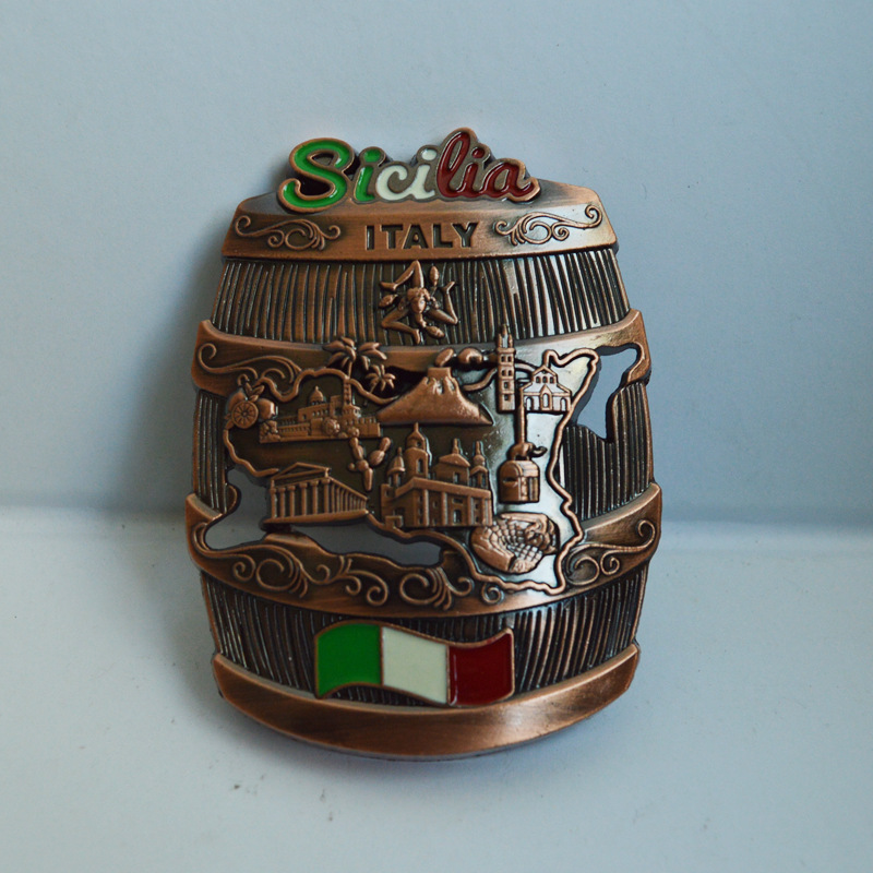 Italy Sicily Tourism Memorial Art Refridgerator Magnets in Stock Factory Direct Deliver Alloy Refridgerator Magnets