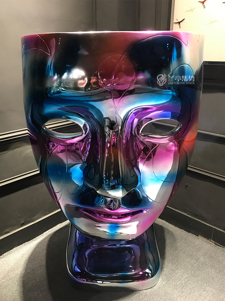 电镀幻彩玻璃人面椅玻璃钢工艺家居休闲酒店会所ktv休闲椅雕塑