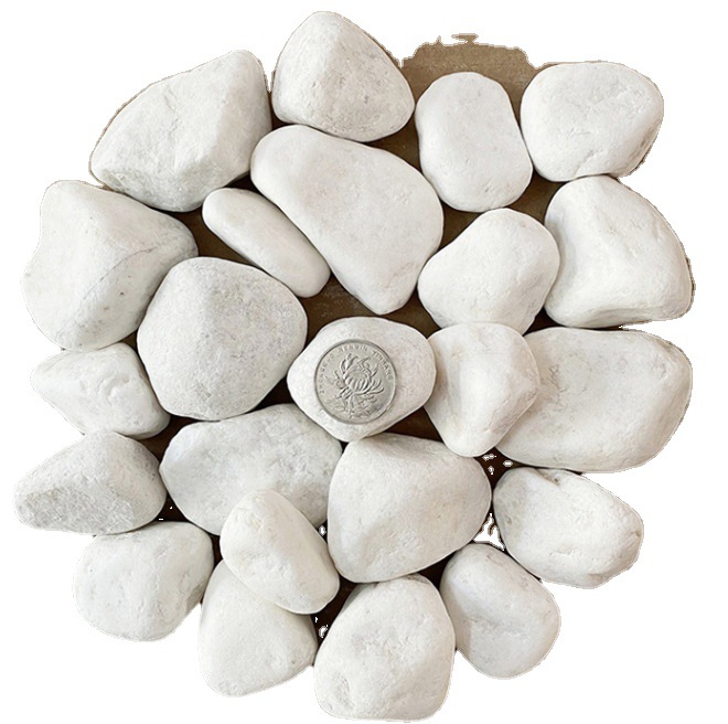 白色砾石铺路铺地原石天然庭院造景石头景观装饰砾石碎石白石子