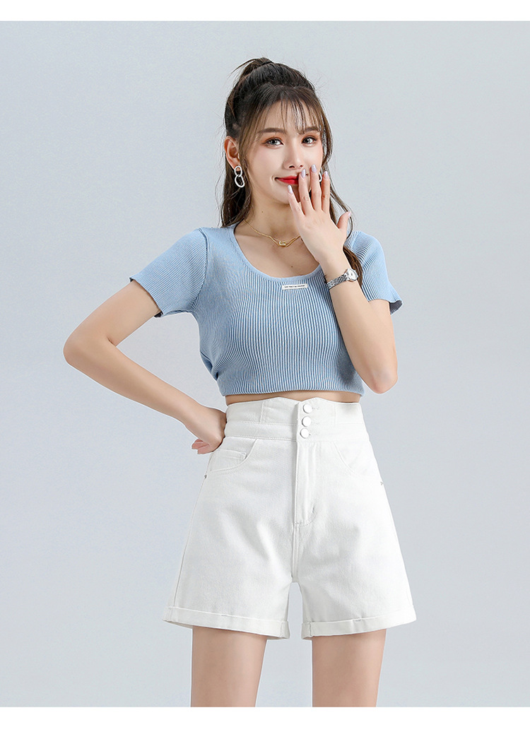 女士牛仔短裤2021新款 女式热裤外穿韩版时尚 女生半截裤五分潮流