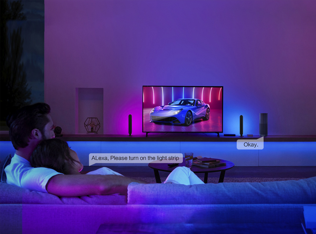 电商智能氛围灯涂鸦wifi蓝牙幻彩智能电视背景氛围灯流光溢彩条灯