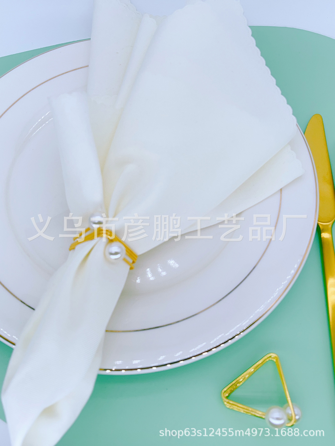 For Cross-Border Hot Selling Geometric Pearl Napkin Ring Hotel Dining-Table Decoration Napkin Ring Wedding Exquisite Napkin Ring Wholesale