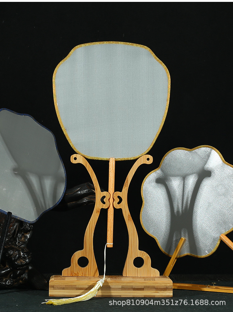 真丝空白团扇扇面团扇空白扇面白色团扇白面可画画绘画手绘长柄绢