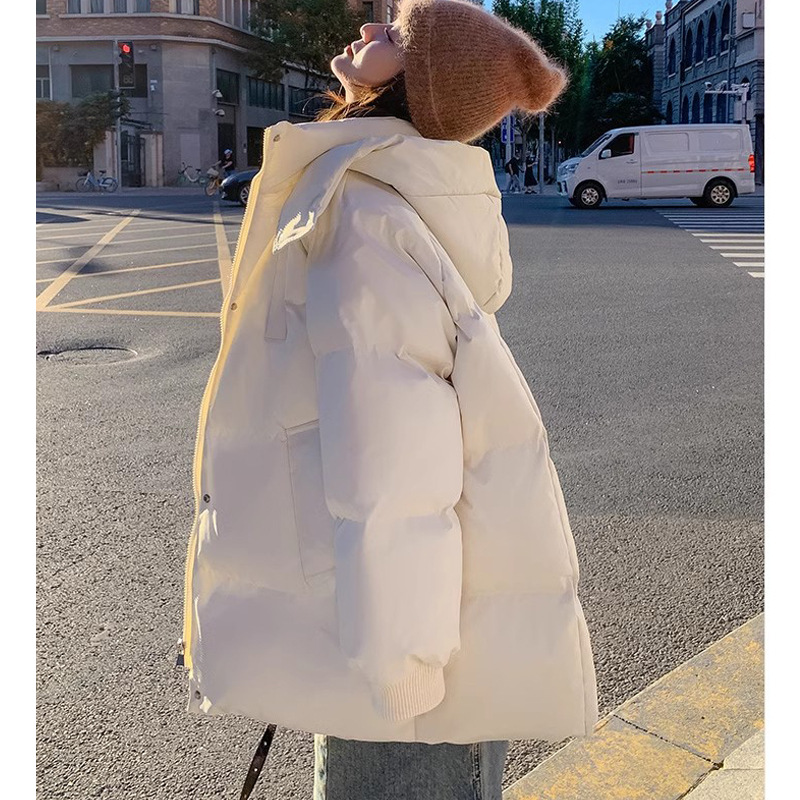 Korean Style Thick Small Hooded Loose Fashion down Jacket Women's 2023 Winter New Padded Coat Cotton-Padded Jacket