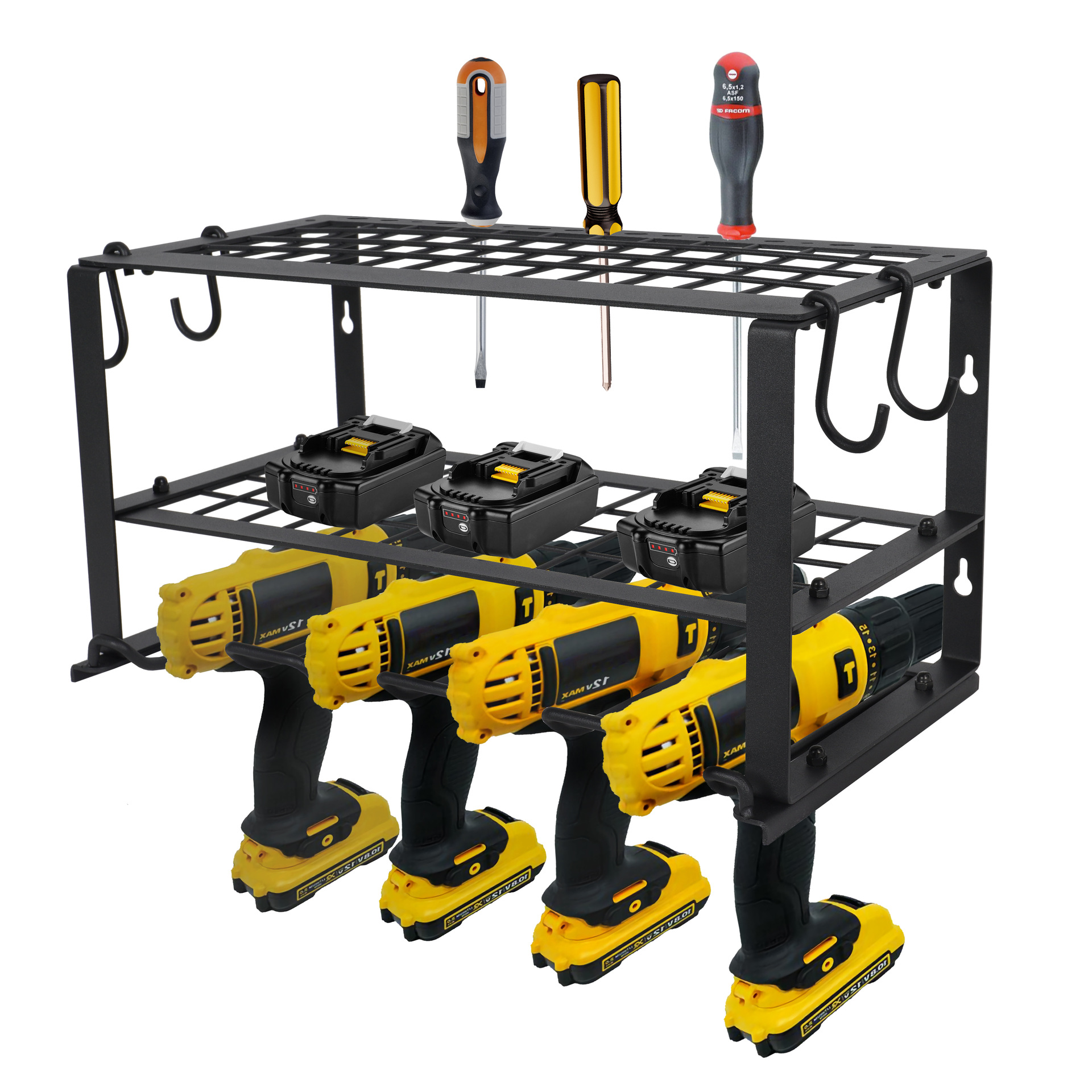 源头厂重型电钻收纳架螺丝刀放置壁挂式电动工具收纳架车库存储架