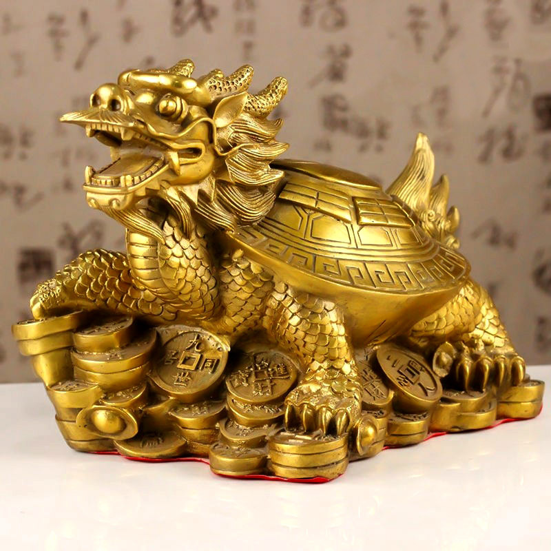 全黄铜龙龟摆件庙宇寺庙佛堂摆设用品工艺品礼品金钱元宝龙龟摆件