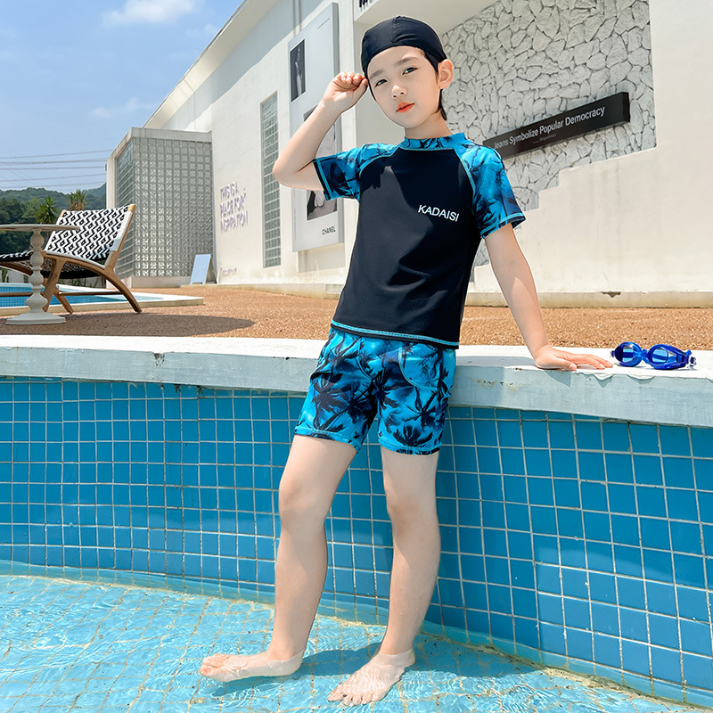 男童泳衣儿童泳衣裤分体泳装夏季男孩游泳衣套装备中大童泳裤速干