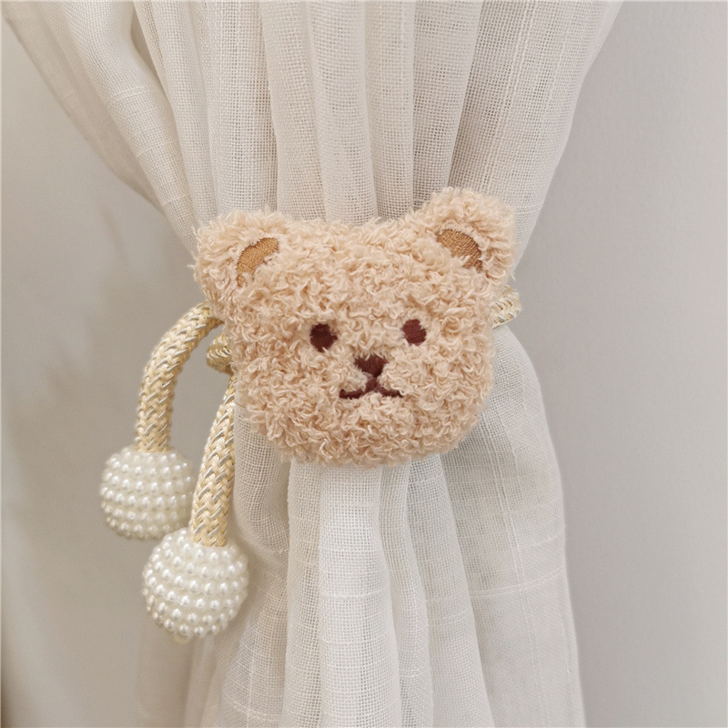 Plush Bear Pearl Buckle Curtain Bandage Decorative Mosquito Net Rope Ribbon Lash Rope