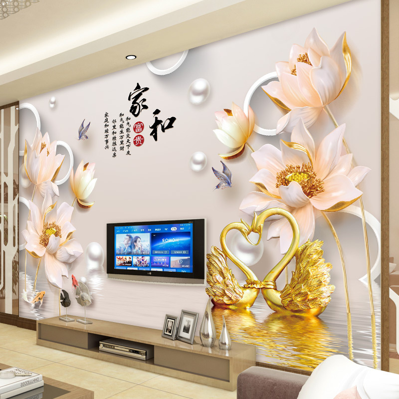 电视背景墙墙布壁布壁画壁纸客厅装饰影视墙壁画墙贴简欧家和壁纸