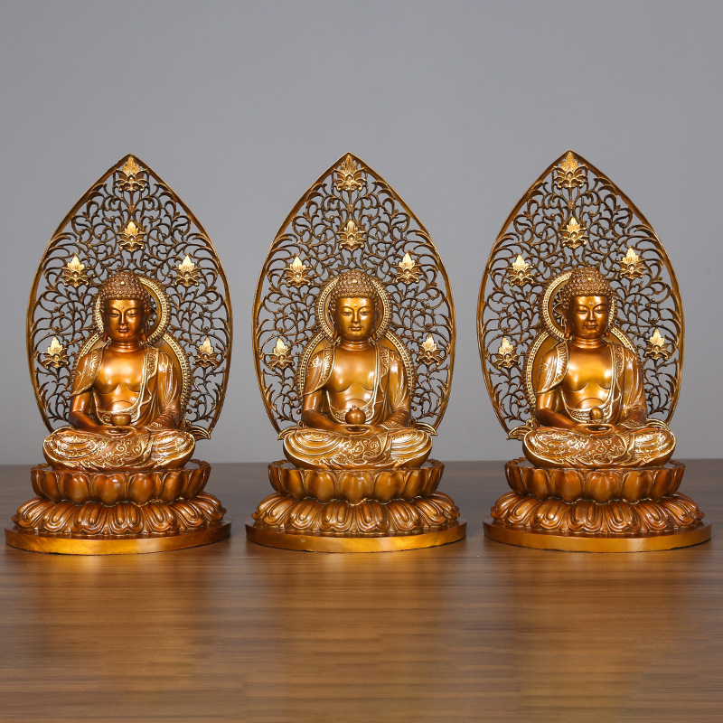 三宝佛像释迦牟尼佛大日如来家居摆件工艺品阿弥陀佛宝珠