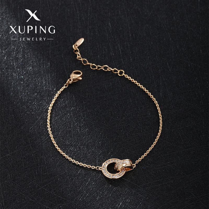 xuping jewelry alloy diamond-embedded european and american fashion ring bracelet high-grade cold style graceful personality bracelet wholesale