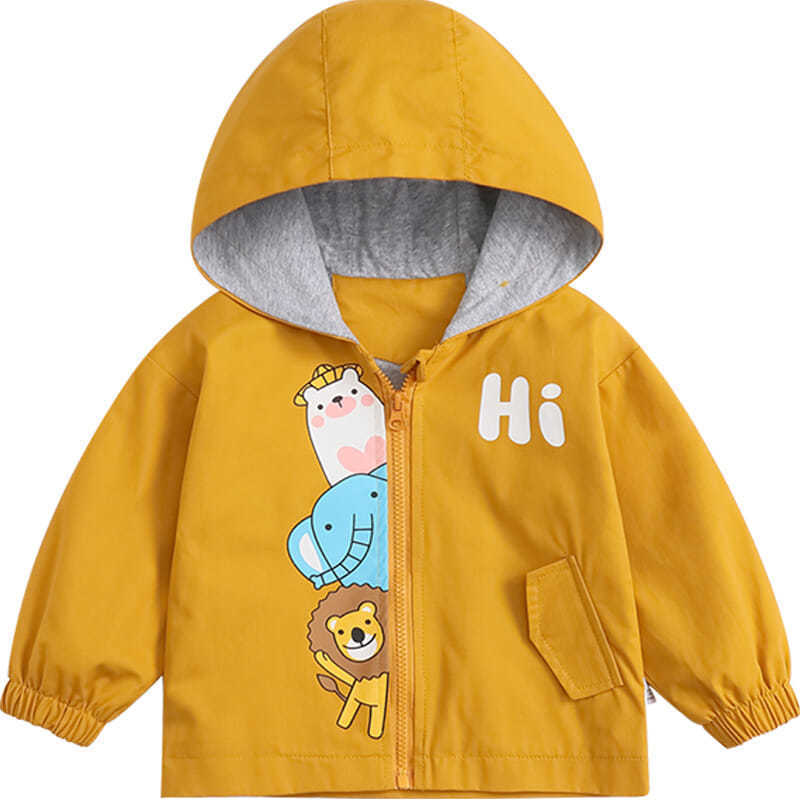 男童外套2021新款中小幼童宝宝风衣儿童上衣卡通印花连帽秋冬夹克