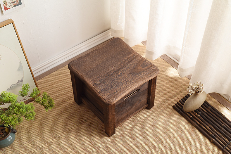 木质储物凳子收纳整理箱坐凳方形小凳子家用储物收纳换鞋抽拉凳