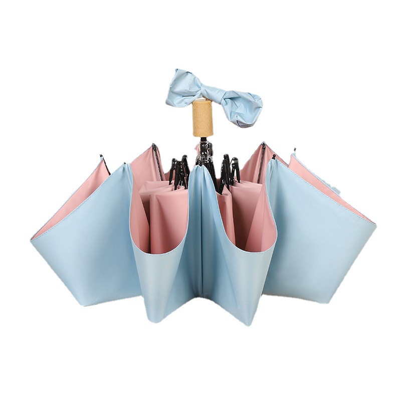 Fresh Automatic Umbrella Color Plastic Sun Protection Umbrella Handle Lettering Dual-Use Folding Sun Umbrella Wholesale