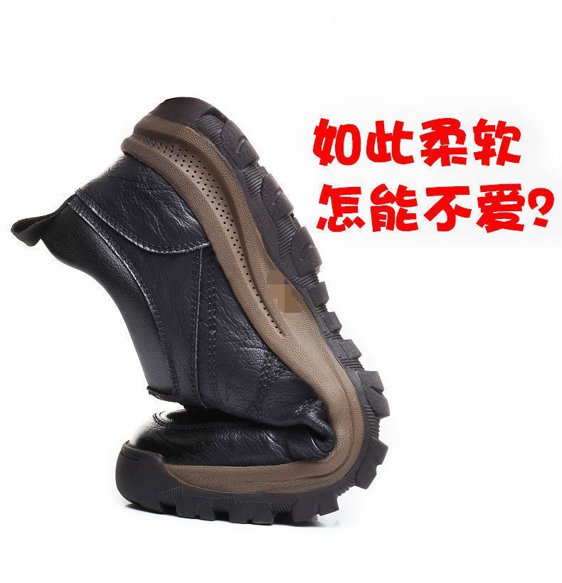 Sports Outdoor Fashion Shoes Low-Top Casual Hiking Shoes Men's Single Cotton 2023 New Casual plus Velvet and Cotton Leather Shoes Men