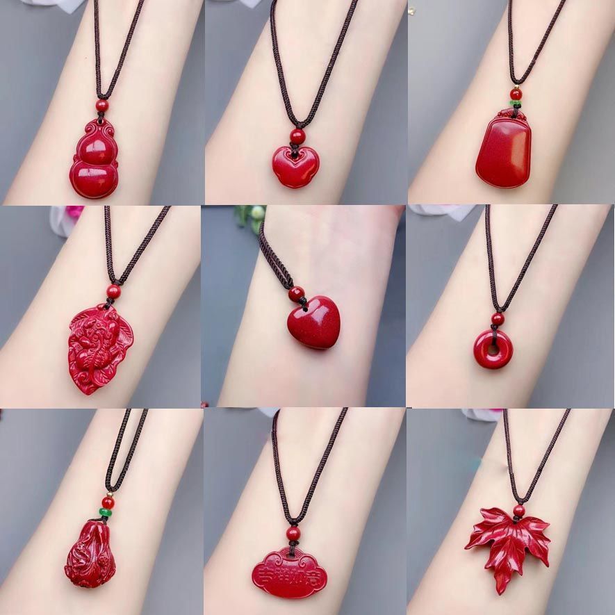 天然朱砂水滴吊坠男女款项链挂件饰品毛衣链紫金砂吊坠