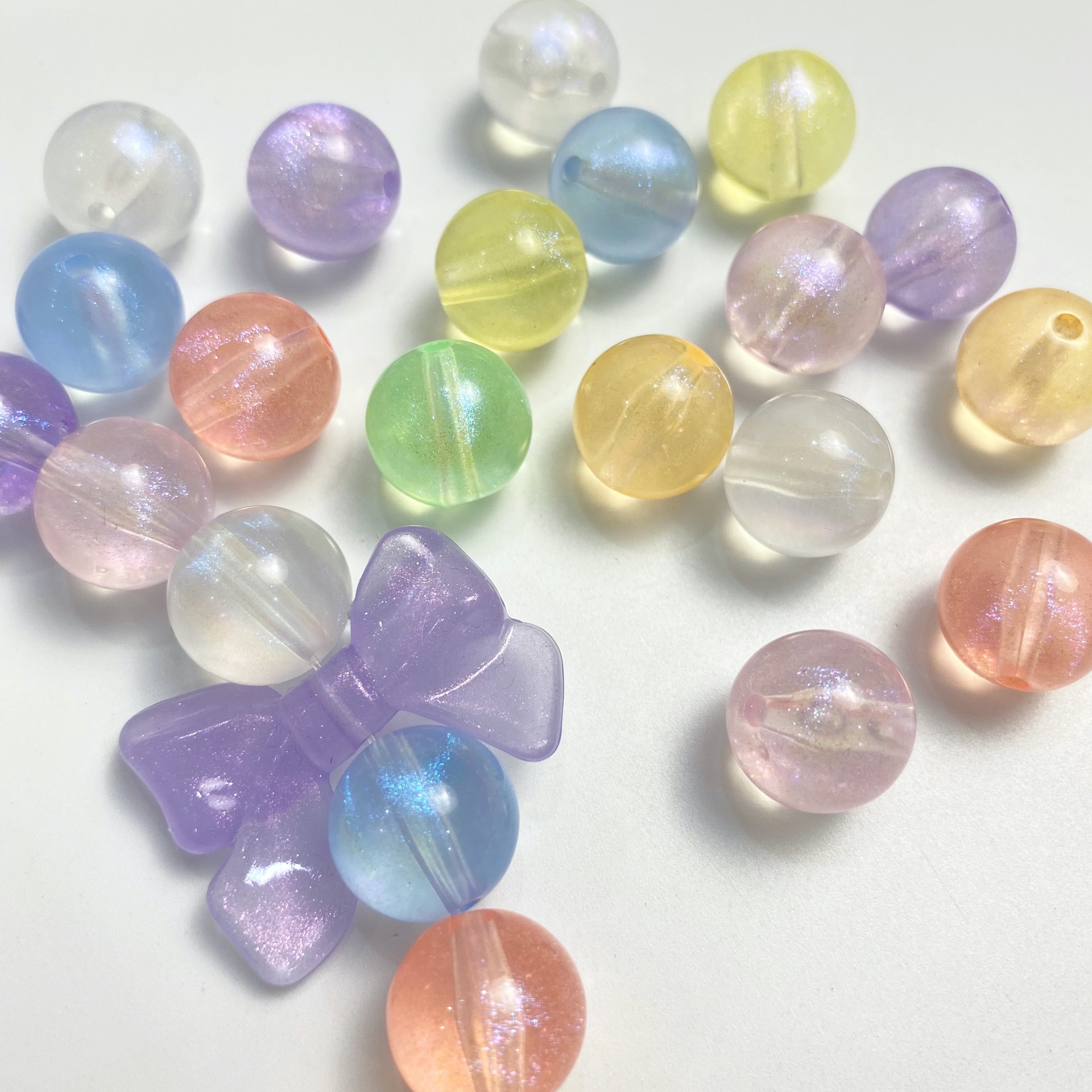 14mm Thin and Glittering Onion Powder Mermaid Transparent round Beads DIY Bracelet String Beads Material Straight Hole Earrings Ornament Accessories Color