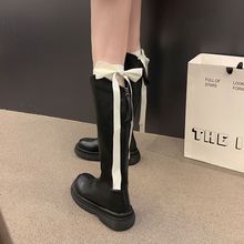 时尚韩版高筒靴女2023春秋新款欧美风松糕底显瘦增高长靴高筒靴